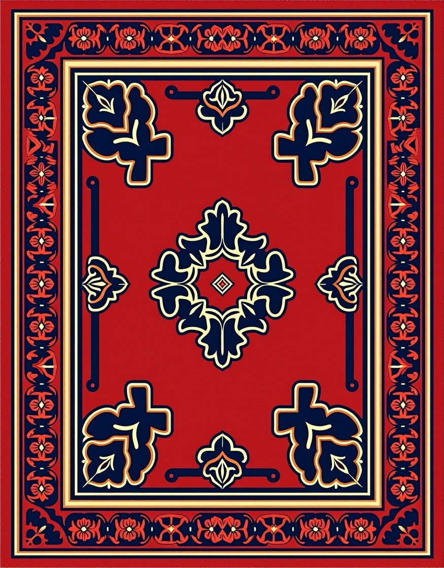 Red Floral Vine Traditional Rug