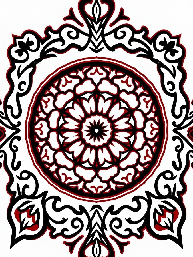 Monochromatic Ornamental Medallion Rug