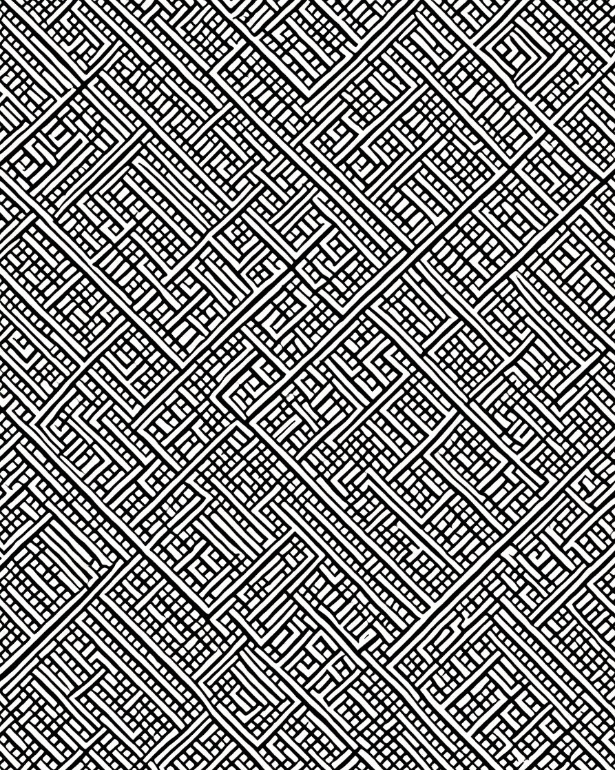 Black White Geometric Maze Pattern Rug