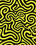 Bold Yellow Black Swirl Pattern Rug