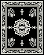 Classic Black White Mandala Pattern Rug