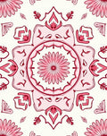 Vintage Pink Floral Tile Pattern Rug