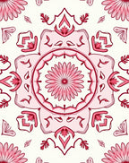 Vintage Pink Floral Tile Pattern Rug