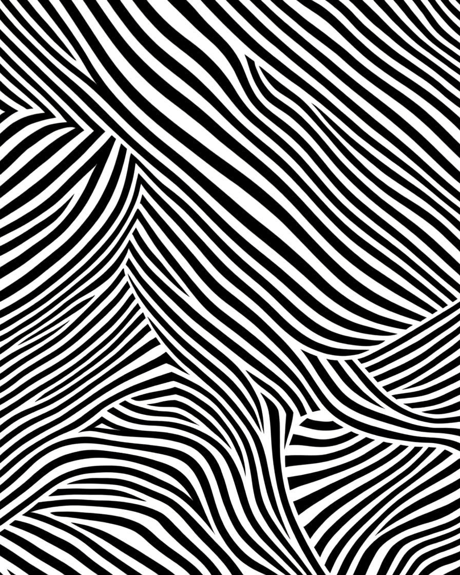 Bold Black White Wavy Stripes Rug