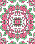 Pink Green Floral Mandala Pattern Rug