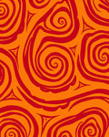 Bold Swirling Red and Orange Pattern Rug