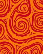 Bold Swirling Red and Orange Pattern Rug