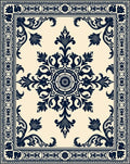 Classic Floral Medallion Border Design Rug