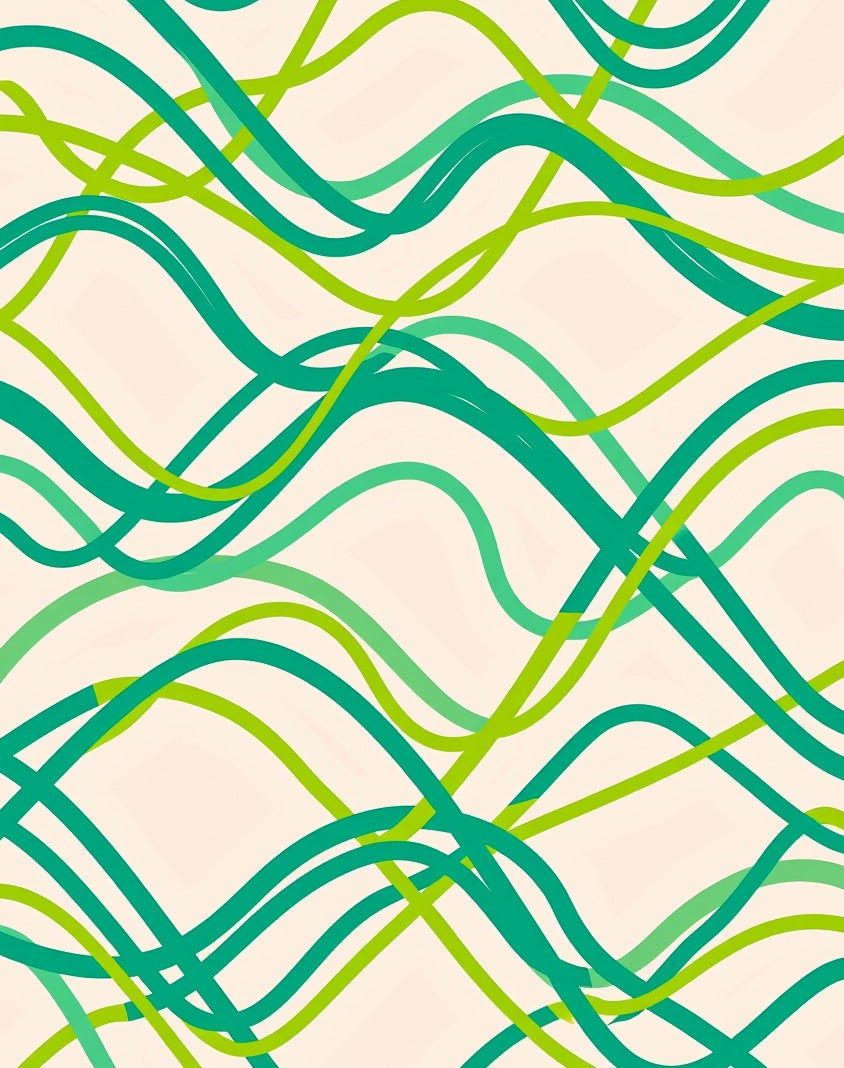Abstract Swirls Green Teal Rug
