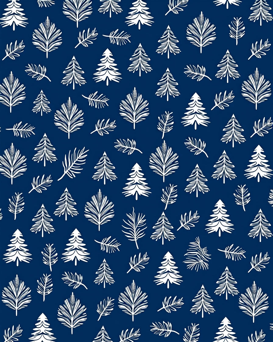 White Pine Forest Dark Blue Background Rug