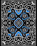 Classic Black Blue Scrollwork Medallion Rug