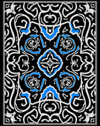 Classic Black Blue Scrollwork Medallion Rug