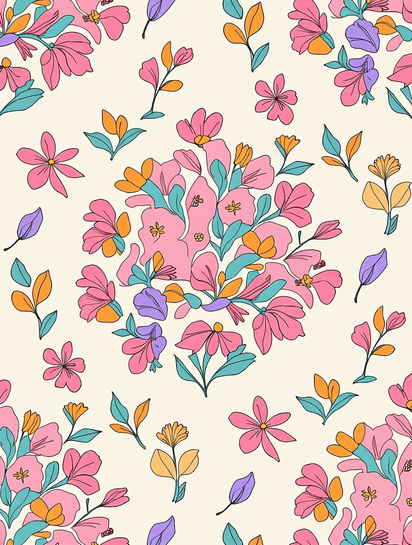 Retro Floral Pattern Rug