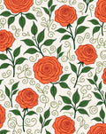 Coral Rose Vine Pattern Rug