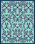 Teal Navy Abstract Tile Pattern Rug