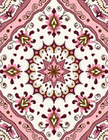 Elegant Pink Floral Mandala Pattern Rug