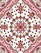 Elegant Pink Floral Mandala Pattern Rug