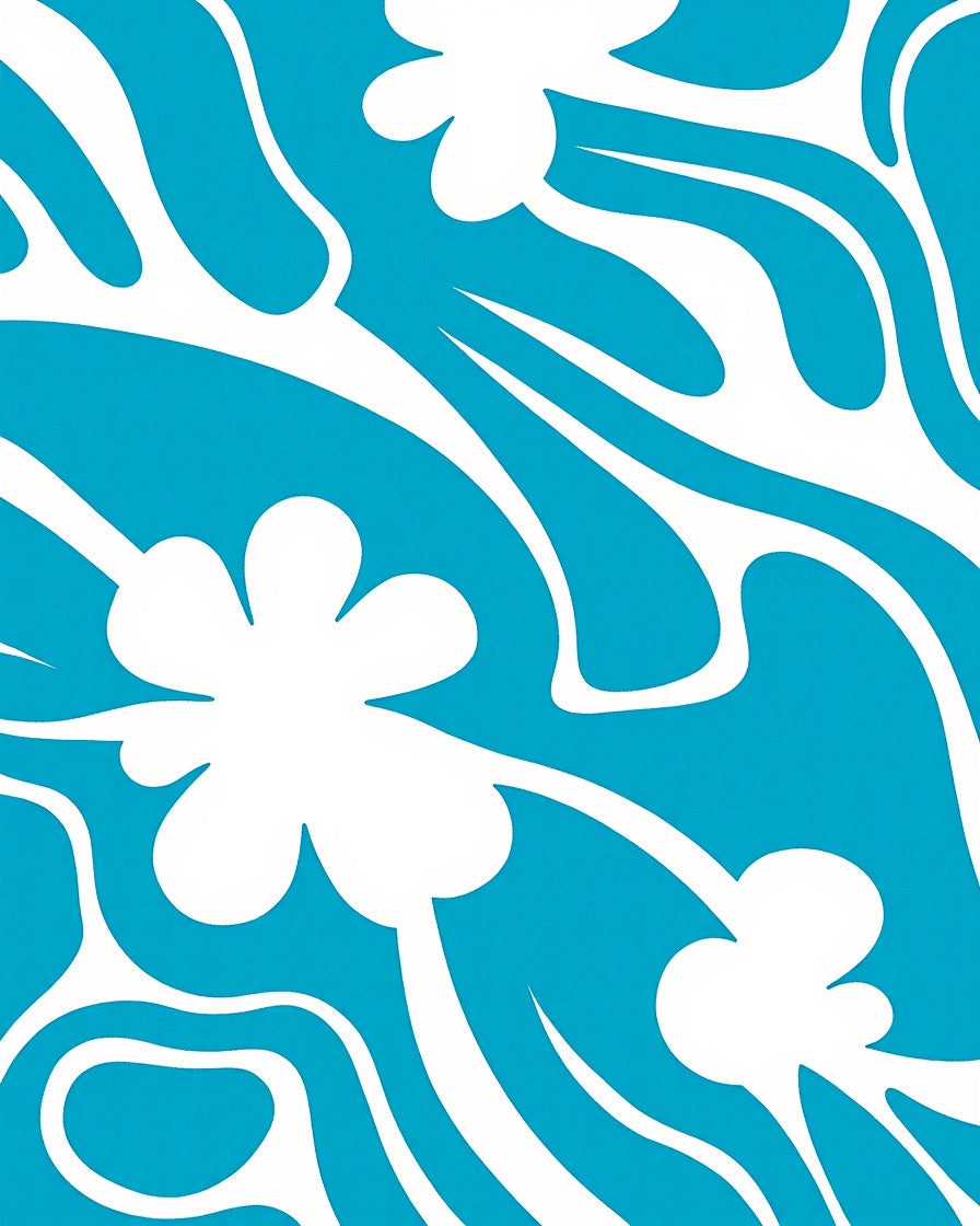 Retro Aqua Floral Swirl Rug