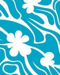Retro Aqua Floral Swirl Rug