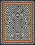 Bold Black White Geometric Maze Pattern Rug