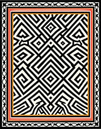Bold Black White Geometric Maze Pattern Rug