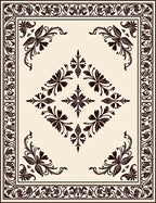 Ornate Floral Diamond Border Design Rug