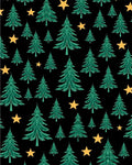 Green Evergreen Trees Yellow Star Scatter Rug