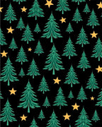 Green Evergreen Trees Yellow Star Scatter Rug