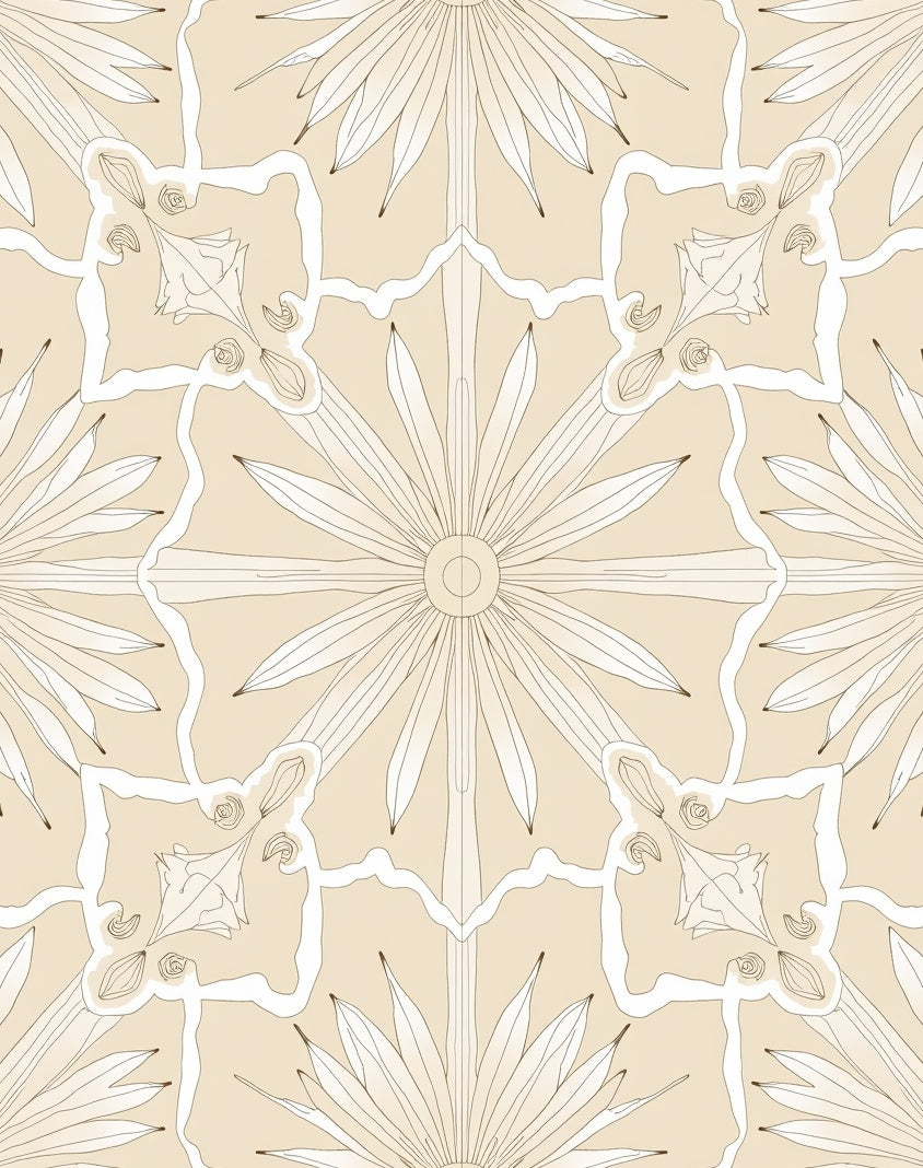 Neutral Tones Stylized Floral Medallion Rug