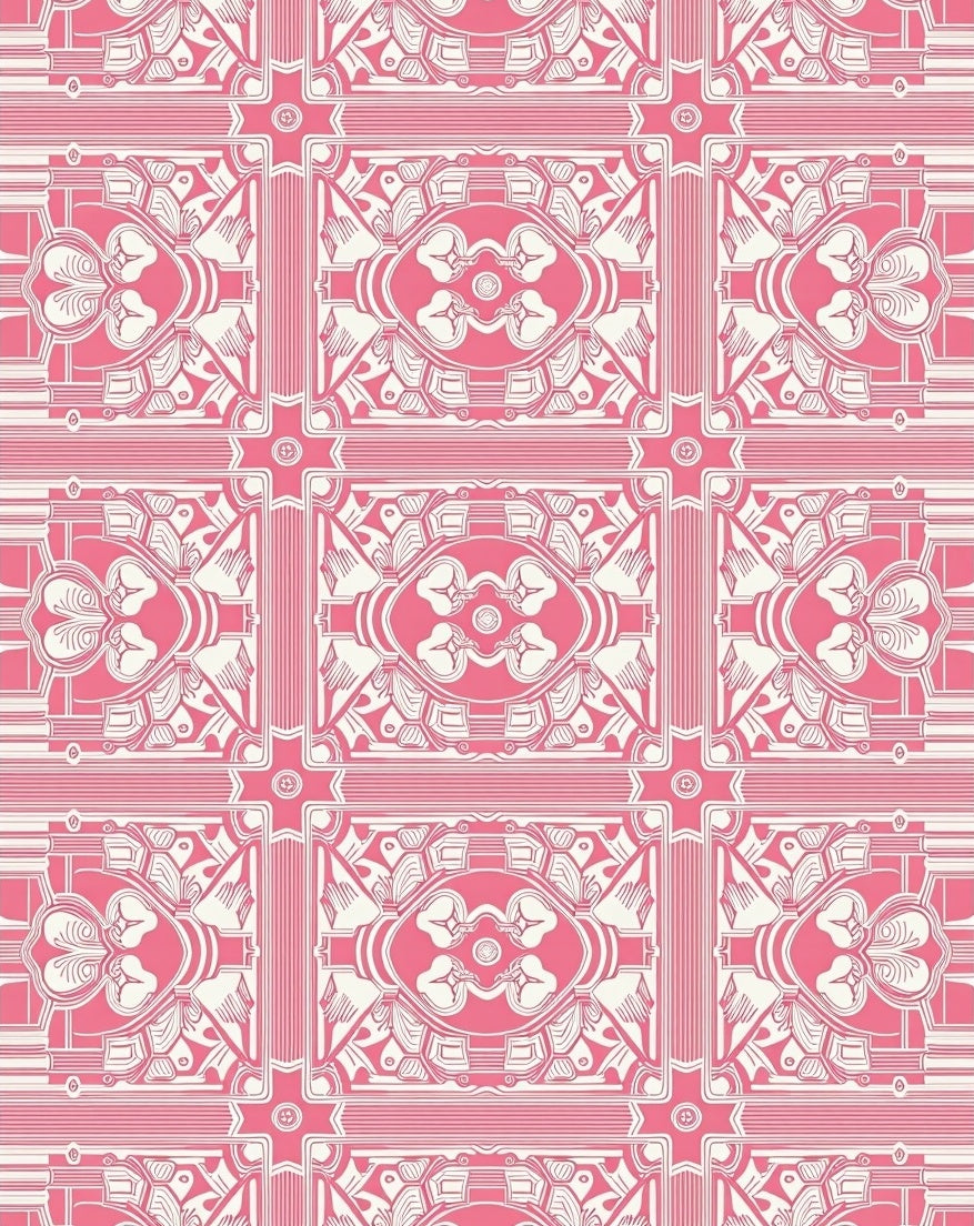 Pink White Traditional Floral Pattern Rug