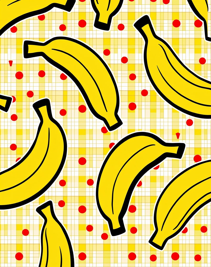 Yellow Gingham Banana Pattern Rug
