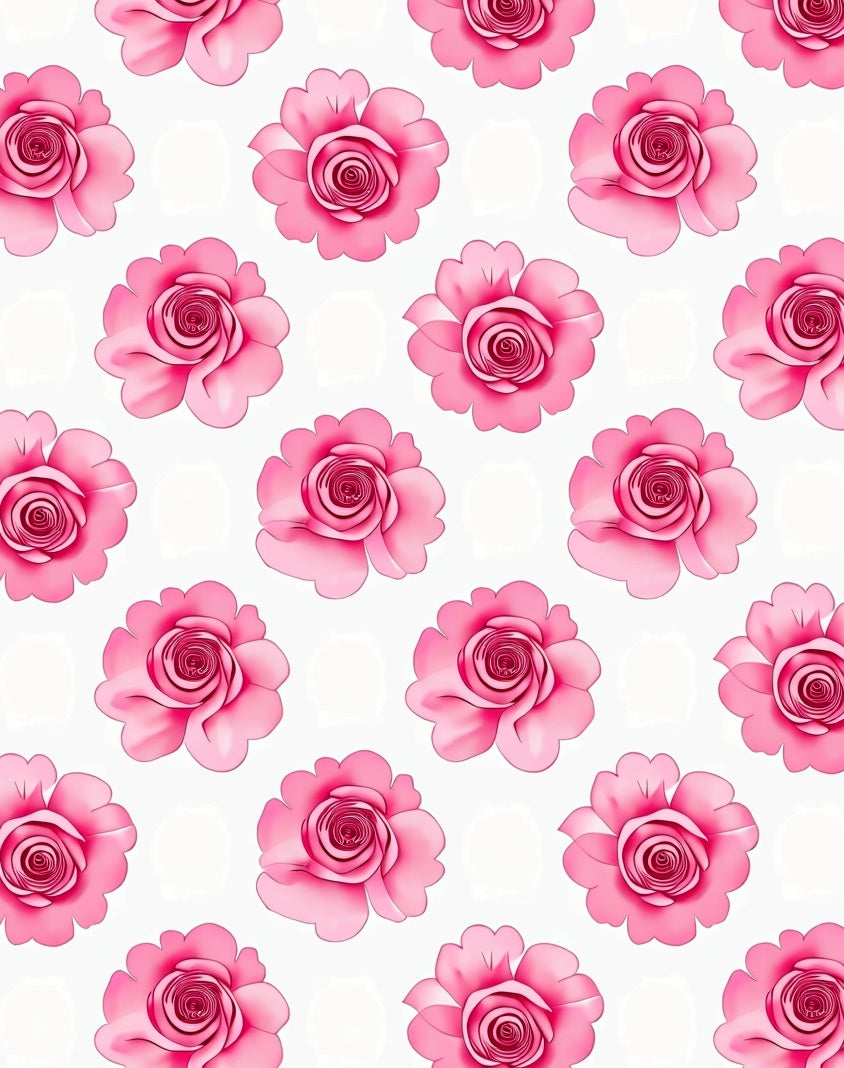 Pink Rose Patterned Floral Design Rug