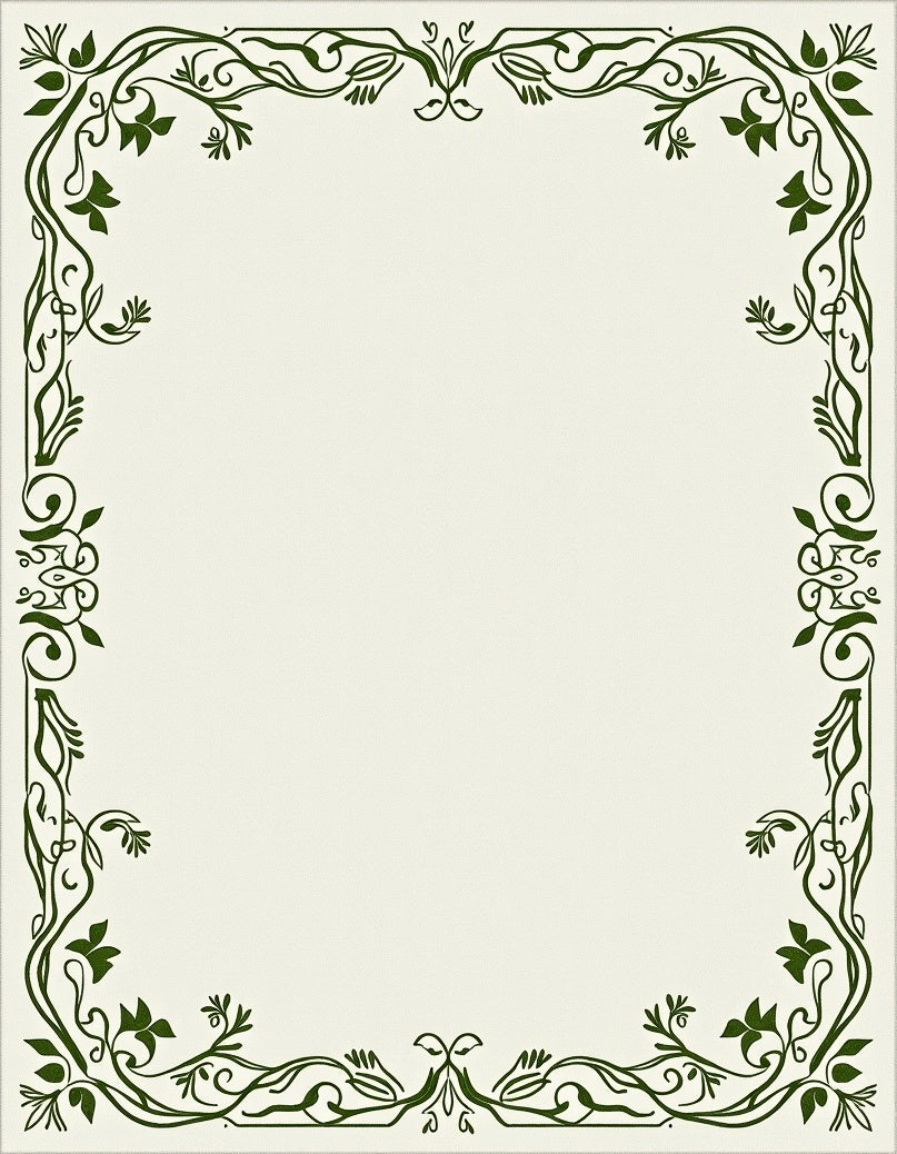 Elegant Green Floral Border Design Rug