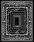 Art Deco Geometric White Line Design Rug