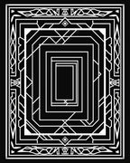 Art Deco Geometric White Line Design Rug