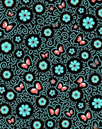 Whimsical Butterfly Floral Swirl Pattern Rug