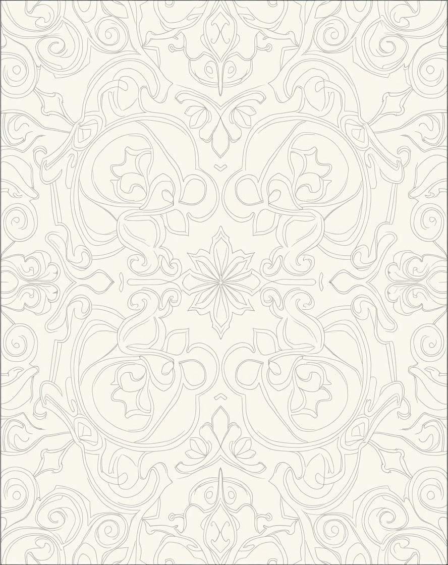 Ornate Swirls Floral Pattern Rug