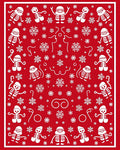 Whimsical Skeleton Snow Flake Red Rug