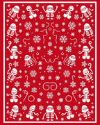 Whimsical Skeleton Snow Flake Red Rug
