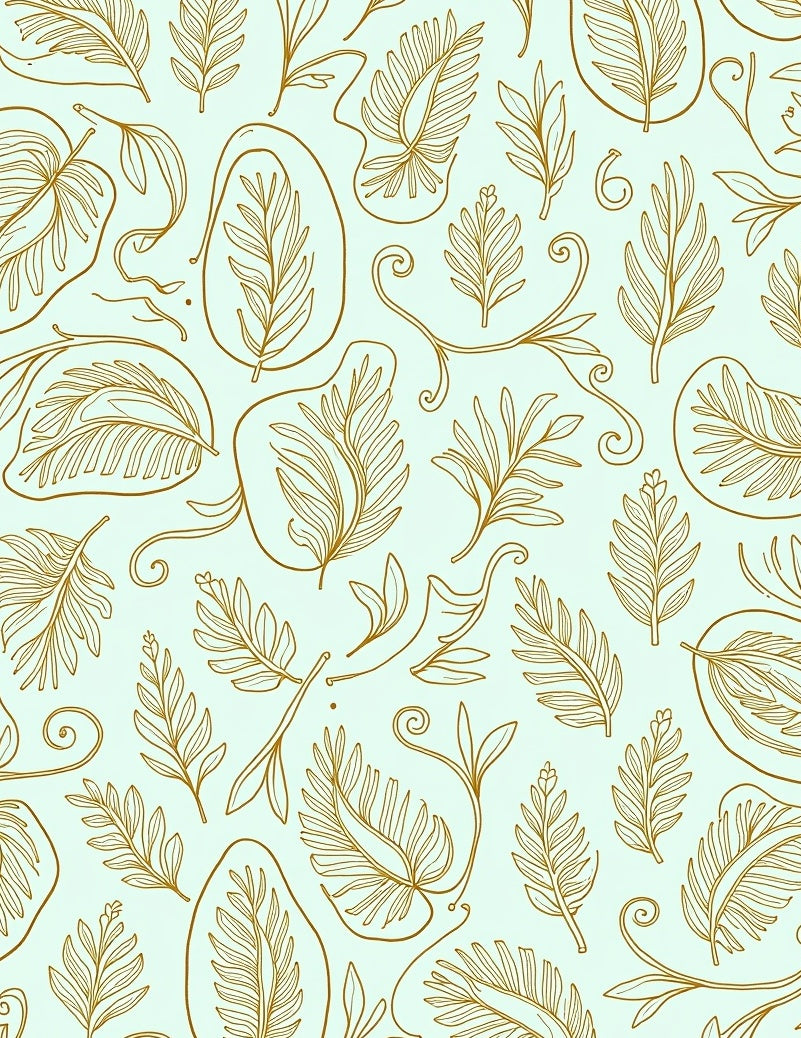 Gold Botanical Line Art Design Rug