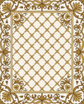 Ornate Gold Lattice Floral Border Rug