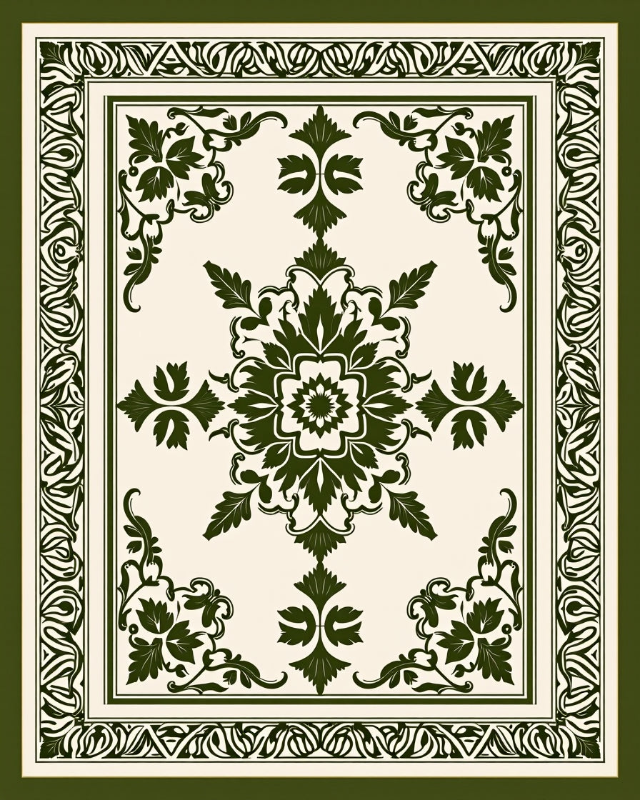 Ornate Floral Medallion Pattern Rug