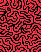 Bold Red Black Wavy Lines Rug