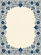 Elegant Blue Floral Scrollwork Rug