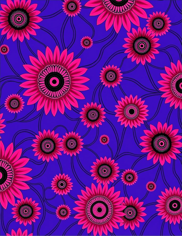 Vibrant Pink Floral Swirls Rug