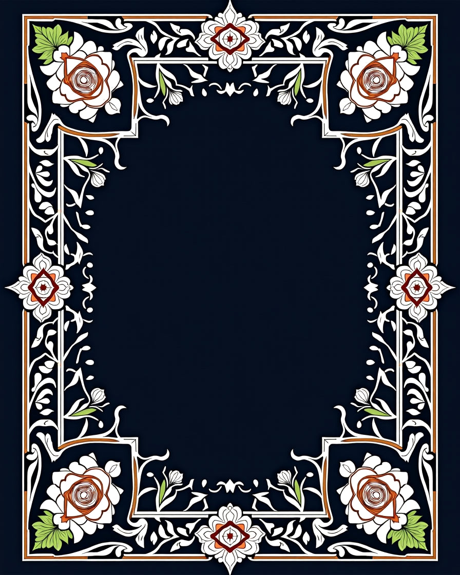 Elegant Floral Border Design Rug