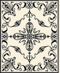 Art Nouveau Black Floral Motif Rug