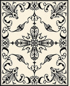 Art Nouveau Black Floral Motif Rug