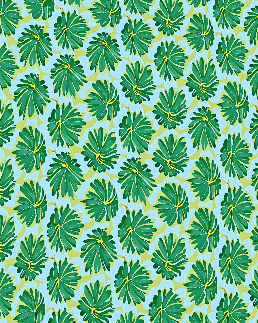 Leafy Pattern Green Yellow Accents Rug