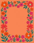 Retro Floral Pattern Border Rug